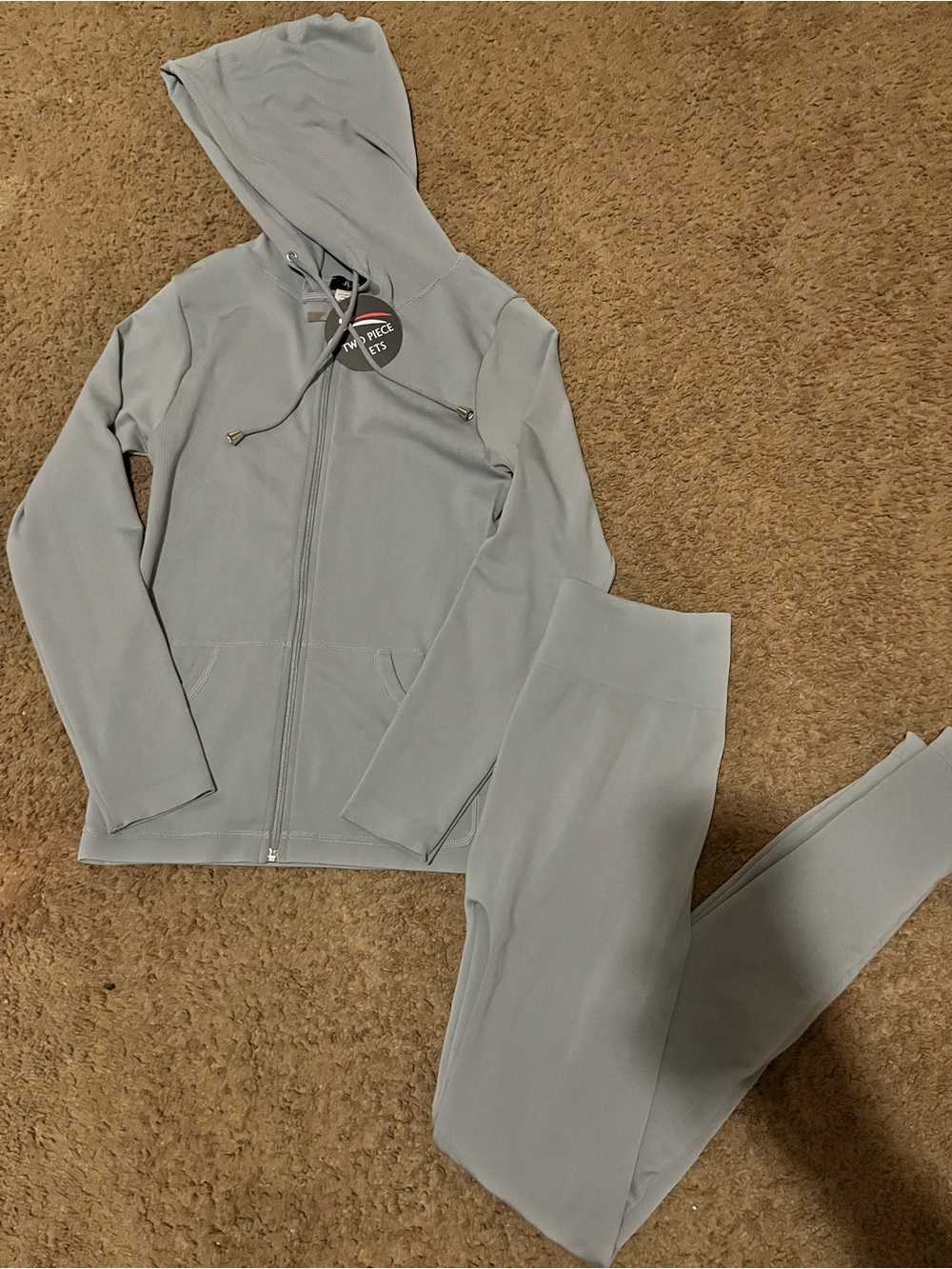 Women’s Light Gray Hooded Zip Utility Jacket - Two-Piece Set